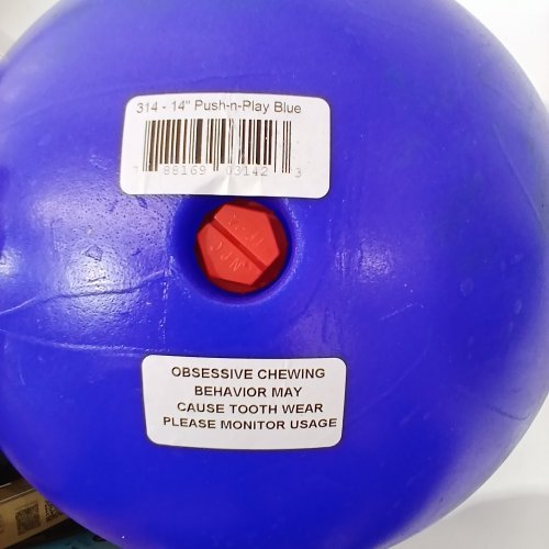 JOLLY PETS PUSH-N-PLAY PLASTIC BALL DOG TOY - LARGE - 14" - BLUE image 3