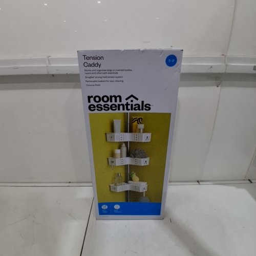 ROOM ESSENTIALS STEEL CORNER L SHAPED TENSION POLE SHOWER CADDY - 5FT - 9FT - CHROME/WHITE image 3