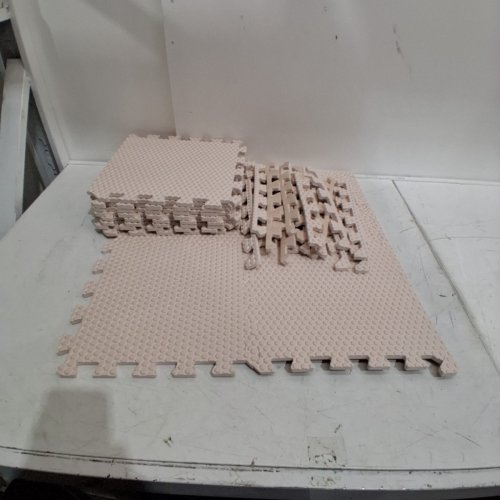 12PC FOAM FLOOR MATS - 10" X 10" - BEIGE image 2