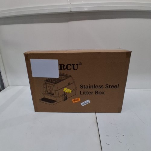 4-IN-1 EOSARCU STAINLESS STEEL CAT LITTER BOX - XXL LARGE 22.6" X 14.9"_ STAINLESS STEEL / BLACK image 5