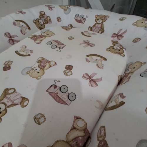 BREATHABLE BABY/INFANT LOUNGER - 0-24M - PINK/WHITE TEDDY BEARS image 4