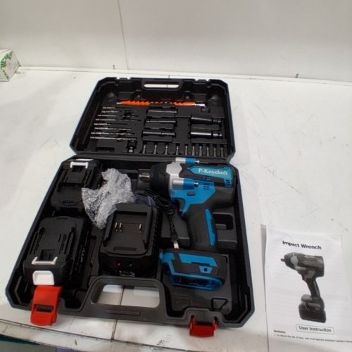 P-KOYEBOLT CORDLESS HIGH TORQUE IMPACT WRENCH KIT WITH 2 BATTERIES- 21 V, 2300 RPM - TEAL AND BLACK image 3