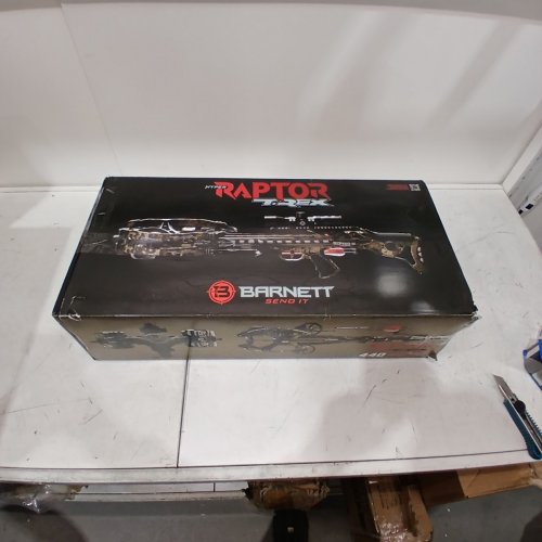 BARNETT HYPER RAPTOR T-REX CROSSBOW WITH 2 - 7 X 36MM ILLUMINATED MULTI-RETICLE SCOPE - 3 HYPERFLITE 22"ARROWS - 440FPS - 220LB - 32" X 15.6" - CAMO (MODEL: BAR78248) image 6
