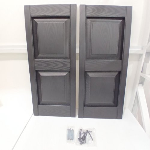 2PK WESTLAKE FAUX WOOD PLASTIC SHUTTER PANEL - 15" X 35" - BLACK image 2