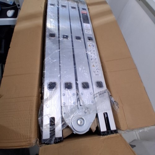 7-IN-1 MULTI-PURPOSE FOLDING LADDER - UP TO 12FT LENGTH - 330LB MAX - SILVER/BLACK (MODEL: KMP403A) image 2