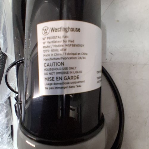WESTINGHOUSE ADJUSTABLE HEIGHT OSCILLATING PEDESTAL FAN - 16" - BLACK (MODEL: WSFSB1601BL) image 3