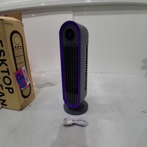 PORTABLE RECHARGEABLE DESKTOP TOWER FAN - 13.5" - BLACK/PURPLE image 3