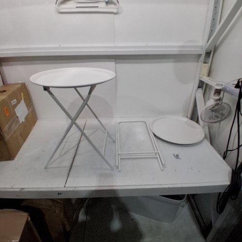 2PC GARDEN4YOU ROUND METAL FOLDING TABLES - 16" X 20" - WHITE image 2