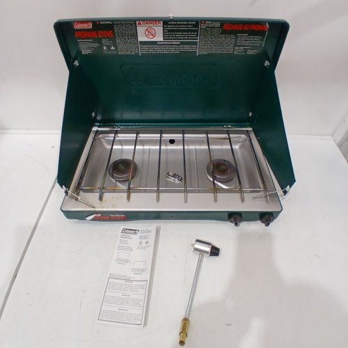 COLEMAN PERFECTFLOW 2-BURNER PROPANE STOVE - 20,000 BTU - GREEN (MODEL: 2000020943NP) image 5