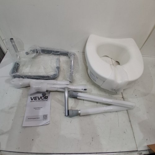 RAISED TOILET SEAT WITH ARMS - 5" - 350 LBS MAX - WHITE/GREY (MODEL: FBL760657) image 2