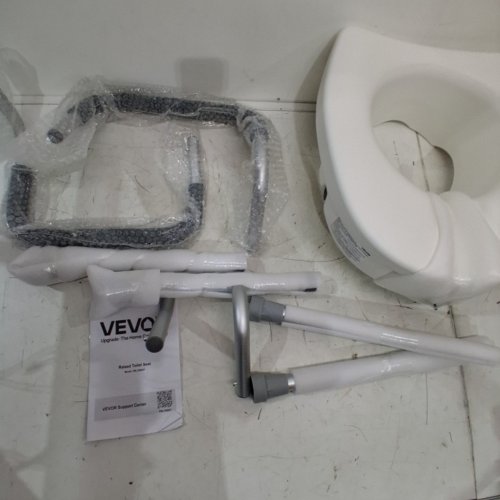 RAISED TOILET SEAT WITH ARMS - 5" - 350 LBS MAX - WHITE/GREY (MODEL: FBL760657) image 3