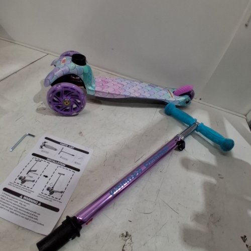 RUGGED RACERS DELUXE MINI LED CHILDREN'S 3-WHEEL SCOOTER - 75LBS MAX -PURPLE MERMAID (MODEL: BH19945) image 2