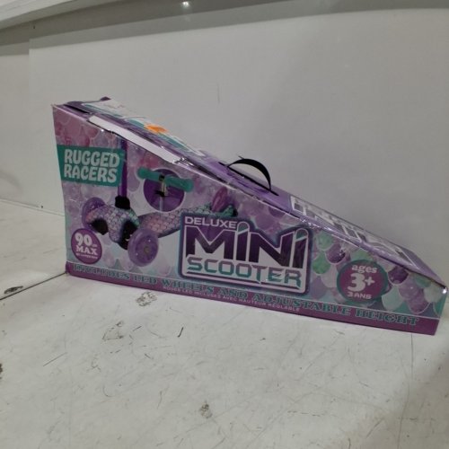 RUGGED RACERS DELUXE MINI LED CHILDREN'S 3-WHEEL SCOOTER - 75LBS MAX -PURPLE MERMAID (MODEL: BH19945) image 3