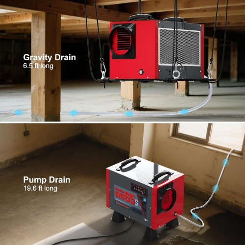ABESTROM CRAWL SPACE DEHUMIDIFIER WITH PUMP AND HOSE - 120 PINT - 1300 SQ.FT - RED/GREY (MODEL:SNS65S) image 2