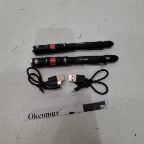 2PK OKCOMUY RECHARGEABLE LED PEN LIGHT FLASHLIGHT - 300LM - 6.5" - BLACK (MODEL:PL-9266) image 2