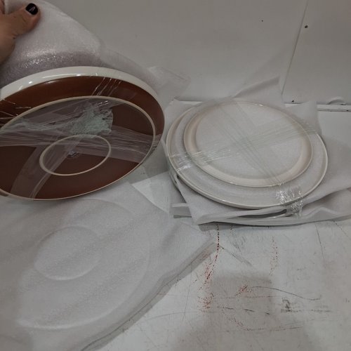 24PC MALACASA CERAMIC PLATES AND BOWLS SET - WHITE/COPPER BOTTOM (MODEL:TARA-H24) image 3