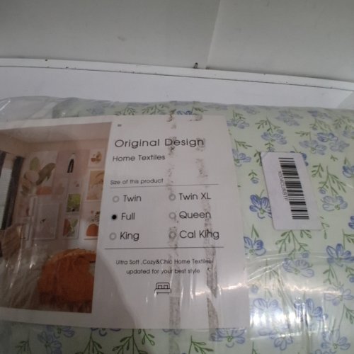 3PC ORIGINAL DESIGNS LIGHTWEIGHT FLORAL COMFORTER - FULL - LIGHT GREEN/BLUE image 2