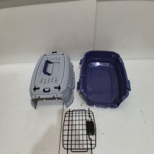 AMAZON BASICS 2-DOOR PET CARRIER - 19" - GREY/BLUE image 2