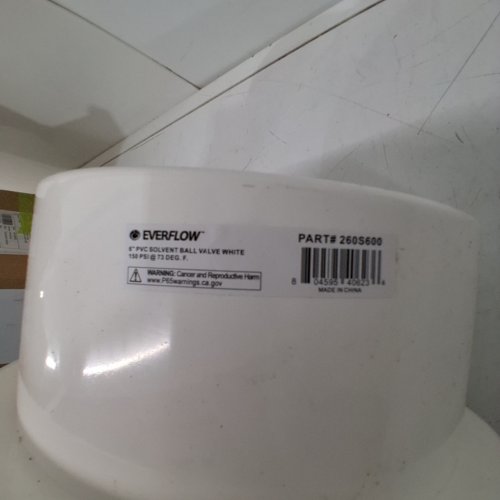 EVERFLOW ERA PVC SHUT-OFF BALL VALVE SOCKET - 6"/150PSI - WHITE/RED (MODEL: 260S600) image 2