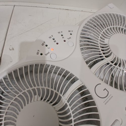 GENESIS HIGH VELOCITY REVERSIBLE AIRFLOW TWIN FAN, 3-SPEED, ADJUSTABLE THERMOSTAT, 24" X 12" X 4" - WHITE (MODEL: A1WINDOWFAN) image 2