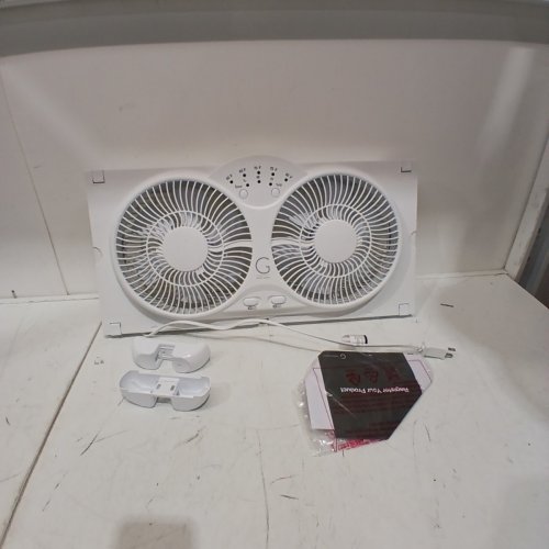 GENESIS HIGH VELOCITY REVERSIBLE AIRFLOW TWIN FAN, 3-SPEED, ADJUSTABLE THERMOSTAT, 24" X 12" X 4" - WHITE (MODEL: A1WINDOWFAN) image 3