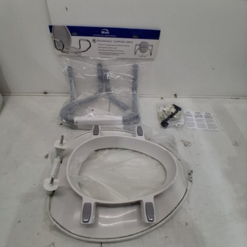 BEMIS ELONGATED RAISED TOILET SEAT WITH COVER AND SUPPORT ARMS - 3" RAISE - WHITE (MODEL: E85320ARM) image 2