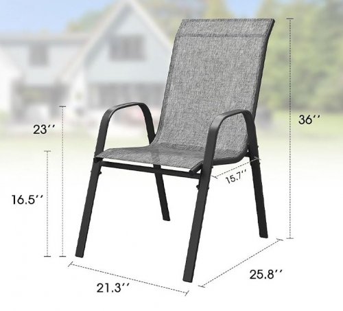6PK ARKOST STACKABLE OUTDOOR FABRIC/METAL DINING CHAIR - 250LBS MAX - GRAY - (MODEL: DC613GY) image 2