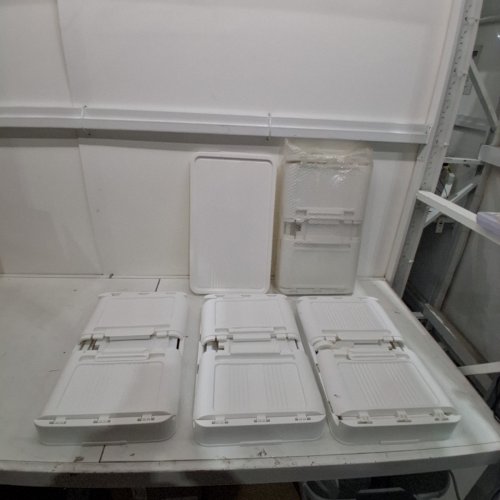 5-TIER PLASTIC COLLAPSIBLE STACKABLE STORAGE BINS WITH WHEELS & LIDS -45QT-WHITE- (MODEL:SBL-YT) image 2