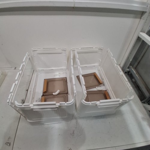 5-TIER PLASTIC COLLAPSIBLE STACKABLE STORAGE BINS WITH WHEELS & LIDS -45QT-WHITE- (MODEL:SBL-YT) image 4