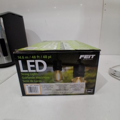 FEIT ELECTRIC WEATHERPROOF LED 24-LIGHT STRING LIGHTS WITH 2 SPARE LIGHTBULBS - 48FT - BLACK (MODEL: 1603293) image 3