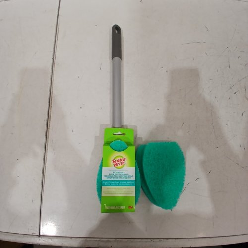 4PC SCOTCH-BRITE EXTENDABLE TUB AND TILE SCRUBBER KIT WITH REFILLS - EXTENDS UP TO 25" - GREY/LIGHT BLUE (MODEL:549X-560-SIOC) image 2