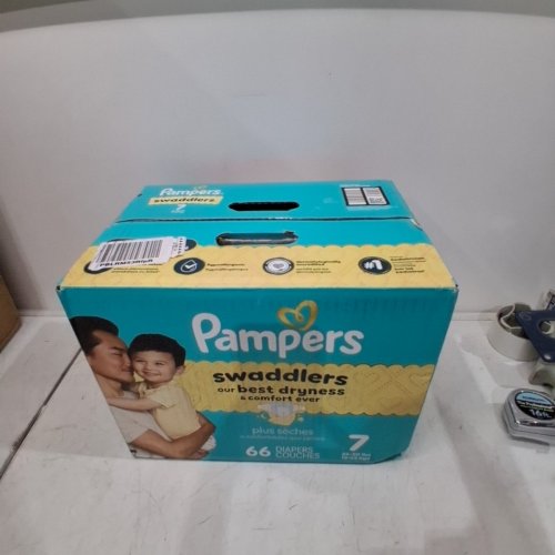 66PK PAMPERS SWADDLERS DIAPERS - WHITE - SIZE 7 image 3