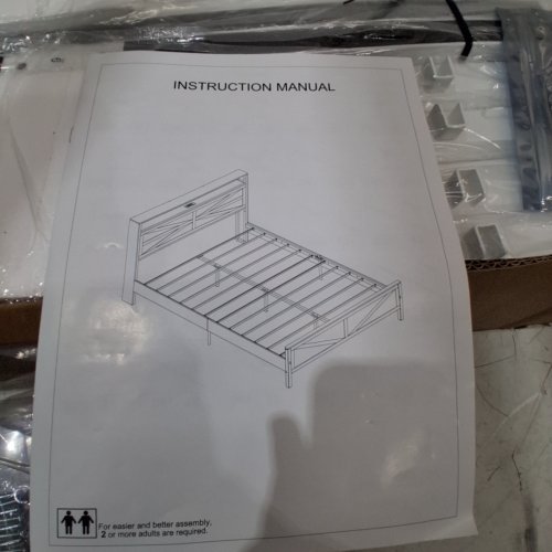 IRONCK FARMHOUSE FULL BED FRAME WITH LED LIGHTS AND CHARGING STATION - FULL - WHITE (MODEL: HK-AZBFF-02) image 5
