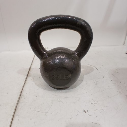 CAST IRON WORKOUT KETTLEBELL - 35LBS - GREY image 2