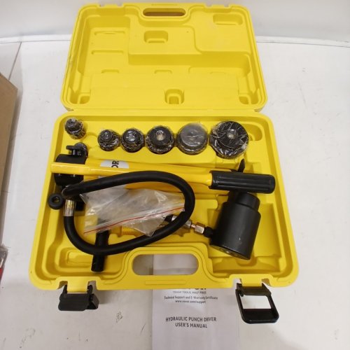 VEVOR HYDRAULIC KNOCKOUT PUNCH HOLE DRIVER COMPLETE KIT WITH 6 DIES, 8 TON, YELLOW/BLACK, (MODEL: SYK-8B) image 2