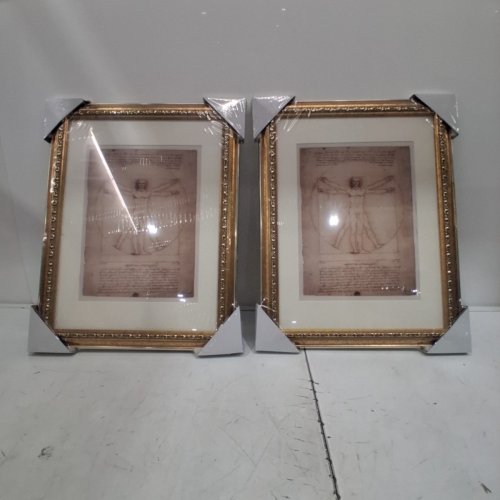 2PK - ANTIQUE PICTURE FRAME - PLEXI GLASS PROTECTION - MAT FOR 9 X 12" PHOTOS - 12" X 16" - GOLD image 2