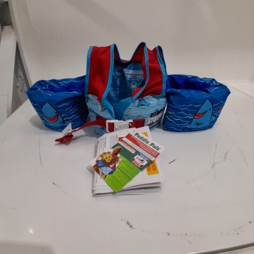 BOY'S PADDLE PALS SPLASH BODY GLOVE LIFE JACKET FOR KIDS - 33-55LBS - BLUE SHARKS image 2