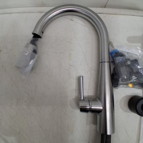 DELTA ESSA SINGLE HANDLE PULL-DOWN KITCHEN FAUCET WITH TOUCH2O TECHNOLOGY - GOOGLE ASSISTANT/ALEXA COMPATIBLE - 16" - ARCTIC STAINLESS (MODEL: 9113T-AR-DST) image 5