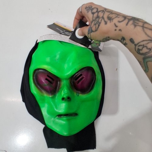 ALIEN MASK - ADULT ONE SIZE - GREEN AND BLACK image 3