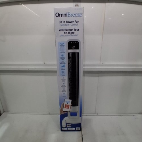 OMNIBREEZE PREMIUM 38" 5-SPEED OSCILLATING TOWER FAN WITH WIFI CONTROL - WHITE/BLACK (MODEL: 5333021 / DC2313R-G) image 2
