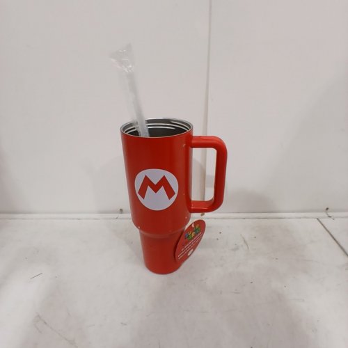 NINTENDO SUPER MARIO TUMBLER WITH STRAW - 40OZ - BLACK image 2