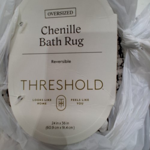 THRESHOLD CHENILLE BATH RUG - 24" X 36" - BLACK / IVORY image 2
