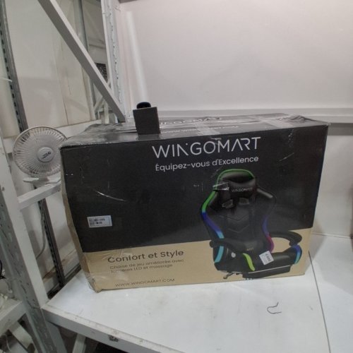 WINGOMART HIGH-BACK GAMING CHAIR WITH RGB LED LIGHT AND FOOTREST - BLACK image 6