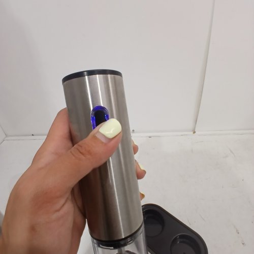 2PK RECHARGEABLE ONE TOUCH OPERATION SALT & PEPPER GRINDER - 60ML - BLACK/STAINLESS STEEL image 2