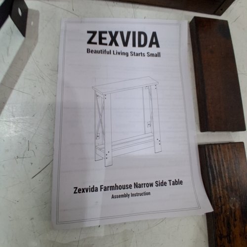 ZEXVIDA FARMHOUSE NARROW SIDE TABLE - RUSTIC BROWN image 2
