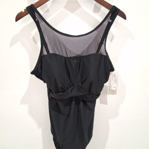 WOMEN'S MESH FRONT ONE-PIECE SWIMSUIT - EXTRA LARGE (14) - BLACK image 2