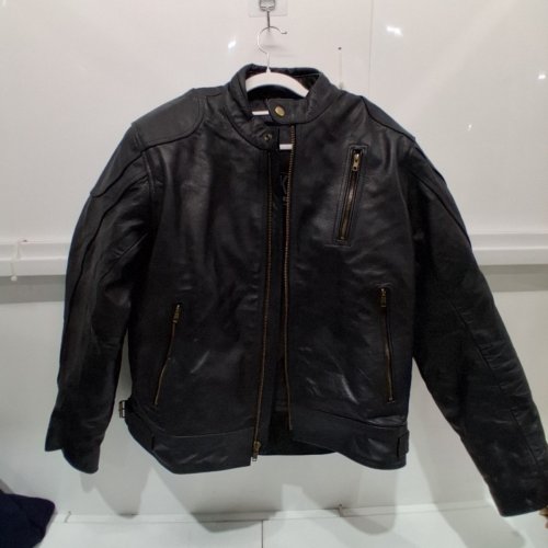 HWK LEATHER CAFE RACER JACKET - MEDIUM - BLACK image 2