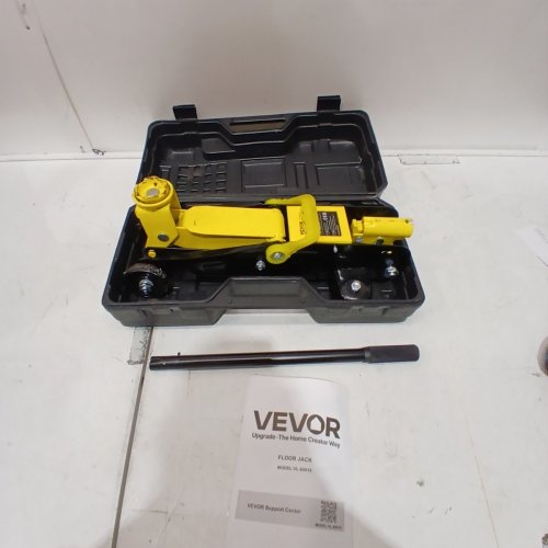VEVOR PORTABLE LOW PROFILE STEEL FLOOR JACK WITH SINGLE PISTON QUICK LIFT PUMP & TRAVEL CASE - 5"-12" LIFT HEIGHT - 3300LB CAPACITY - YELLOW/BLACK (MODEL: VL-80015) image 2