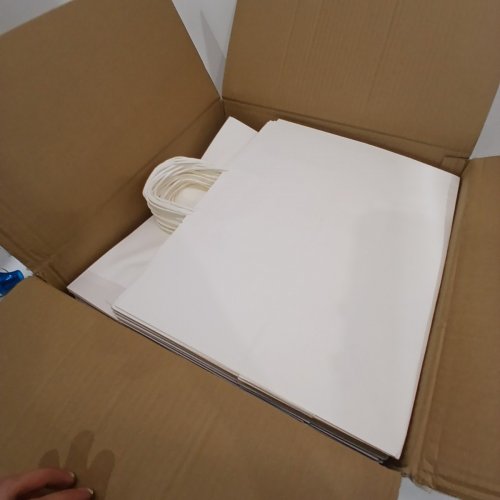 100PK VEVOR WHITE PAPER SHOPPING BAGS - 16" X 6" X 12" - WHITE (MODEL: XQ-B06) image 3