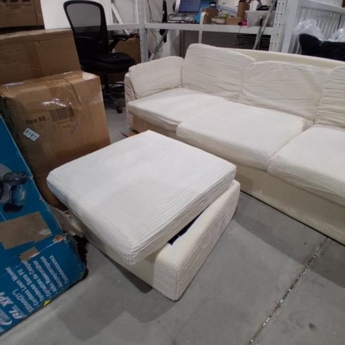 2PC SOFA AND OTTOMAN - SOFA 64" X 36" X 28" - OTTOMAN 24" X 24" X 15" - WHITE image 3